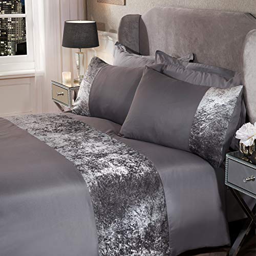 Sienna Bettbezug-Set, Knautschsamt, Doppelbett, 100 Prozent Polyester, Grau von Sienna
