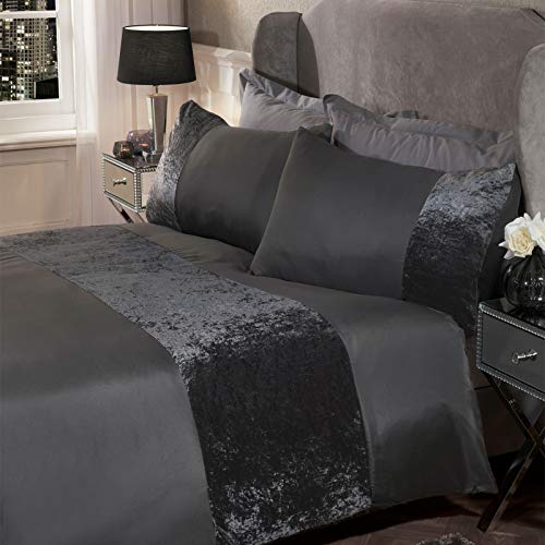 Sienna Bettbezug-Set aus Pannesamt, Super-King-Size-Betten, 100 Prozent Polyester, Grau von Sienna