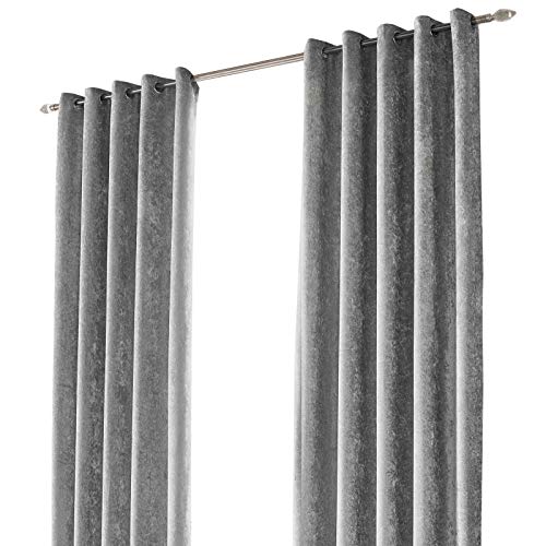 Dreamscene Sienna Crushed Velvet Ösenring Top Paar voll Gefüttert Vorhänge - Silber 46" x 72" von Sienna