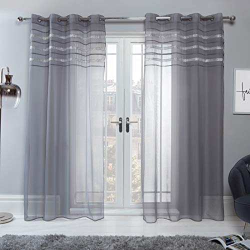 Sienna Fensterbehandlungs-Draperies, 100Prozent Polyester-Voile-Netz, Anthrazit, 55" Wide x 87" Drop, SCNELATCL58 von Sienna