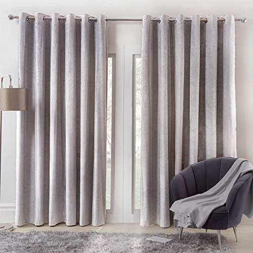 Sienna Fensterbehandlungs-Draperies, Matter Samt Polyester Kunstwildleder, Silbergrau, 168 x 229 cm SCVESPLSI06 von Sienna