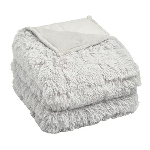 Sienna Decke mit Gewicht, zottelig, weiches Fleece für Erwachsene, gewichtete Decke, wendbar, Schlafüberwurf, Silber Gewicht Decke 4 kg 125 x 150 cm von Sienna