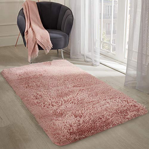 Sienna Flauschiger Teppich für Schlafzimmer, groß, rutschfest, zottelig, fusselfrei, super weich, Kunstfell-Bodenmatte, Blush Pink, 160x230cm (5'2"" x 7'6"" ft), SRFLPLDBL82 von Sienna