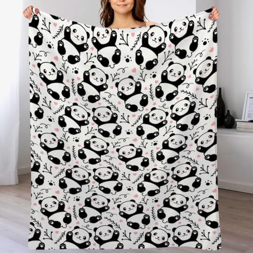 Sientice Panda-Überwurfdecke, Kawaii-Panda-Decke, Geschenke für Mütter, Kinder, Mädchen, warme, weiche Flanelldecken, Panda-Geschenke für Panda-Liebhaber, 127 x 152 cm(E) von Sientice