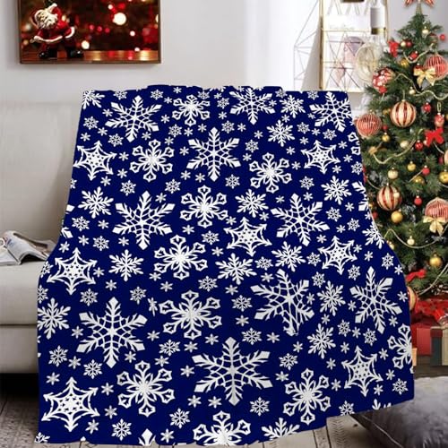 Sientice Weihnachtsdecke Navy Schneeflocke Fannel Decke Super weicher Plüsch warme Weihnachtsdecke Urlaub Dekor für Bett Sofa Couch Schlafzimmer Wohnzimmer - 50x60inch (#02) von Sientice