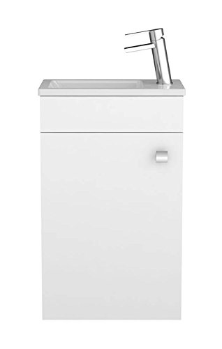 Sieper Badmöbel Waschbeckenunterschrank mit Waschbecken Gabun Badmöbel mit Waschbecken und Keramikschrank 400 mm weiß glänzend Made in Germany von Sieper Badmöbel