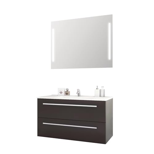 Sieper I Waschtisch mit Unterschrank 90 x 50 cm und Spiegel mit Beleuchtung, Badmöbel Set Libato I Anthrazit Sieper I Waschtisch mit Unterschrank 90 x 50 cm und Spiegel mit Beleuchtung, Badmöbel Set Libato I Anthrazit von Sieper