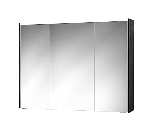 Sieper Spiegelschrank KHX mit LED Beleuchtung 100cm breit, Badezimmer Spiegelschrank aus MDF | Holzdekor Dunkel von Sieper