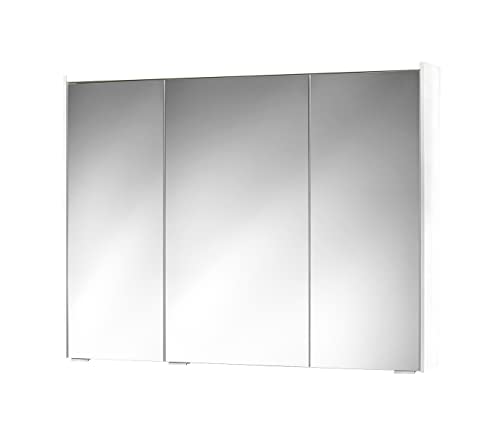 Sieper Spiegelschrank KHX mit LED Beleuchtung 100cm breit, Badezimmer Spiegelschrank aus MDF | Holzdekor Weiß von Sieper