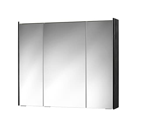 Sieper Spiegelschrank KHX mit LED Beleuchtung 90 cm breit, Badezimmer Spiegelschrank aus MDF | Holzdekor Dunkel von Sieper