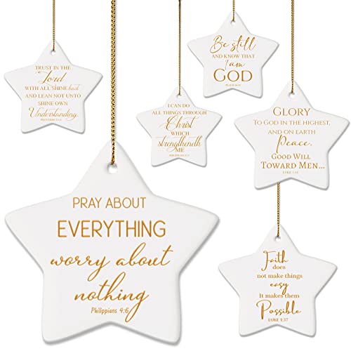 6 Stück christliche WeihnachtsbaumOrnamente sternförmige KeramikOrnament Flache religiöse Bibelvers inspirierende Zitate Frohe Weihnachten Andenken Ornament Weihnachten hängende Scheibe Ornamente 6 Stück christliche WeihnachtsbaumOrnamente sternförmige KeramikOrnament Flache religiöse Bibelvers inspirierende Zitate Frohe Weihnachten Andenken Ornament Weihnachten hängende Scheibe Ornamente von Sieral