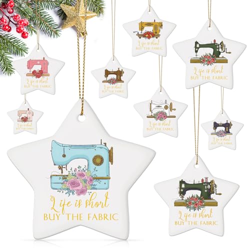 9 Stück Nähmaschinen-Ornament für Weihnachtsbaum, Weihnachten, Mitarbeiter, Wertschätzungsgeschenk, Großpackung, Keramik, Sternform, Vintage, Dankeschön, Geschenk für Kollegen 9 Stück Nähmaschinen-Ornament für Weihnachtsbaum, Weihnachten, Mitarbeiter, Wertschätzungsgeschenk, Großpackung, Keramik, Sternform, Vintage, Dankeschön, Geschenk für Kollegen von Sieral