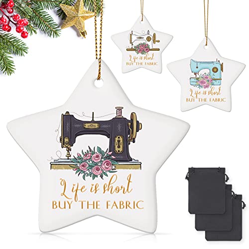Nähmaschinen-Ornament für Weihnachtsbaum, Weihnachten, Mitarbeiter, Wertschätzungsgeschenk, Großpackung, Keramik, Sternform, Vintage, Dankeschön, Geschenk für Kollegen, 3 Stück Nähmaschinen-Ornament für Weihnachtsbaum, Weihnachten, Mitarbeiter, Wertschätzungsgeschenk, Großpackung, Keramik, Sternform, Vintage, Dankeschön, Geschenk für Kollegen, 3 Stück von Sieral
