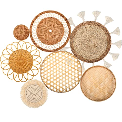 Sieral Boho-Wandkorb, Dekoration, Seegras, Rattan, Rattan, Wanddekoration, gewebt, rund, handgefertigt, rustikale Bauernhaus-Hängekörbe für Sommer, Zuhause, Schlafzimmer, Küche, Display von Sieral