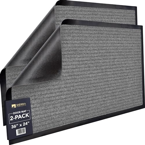 Sierra Concepts 2er-Pack Fußmatte – Große 91,4 x 61 cm Welcome Indoor Outdoor Teppich Eingangsmatten für Schuhschaber, ideal für den Innen- und Außenbereich mit stark frequentierten Bereichen, Grau von Sierra Concepts
