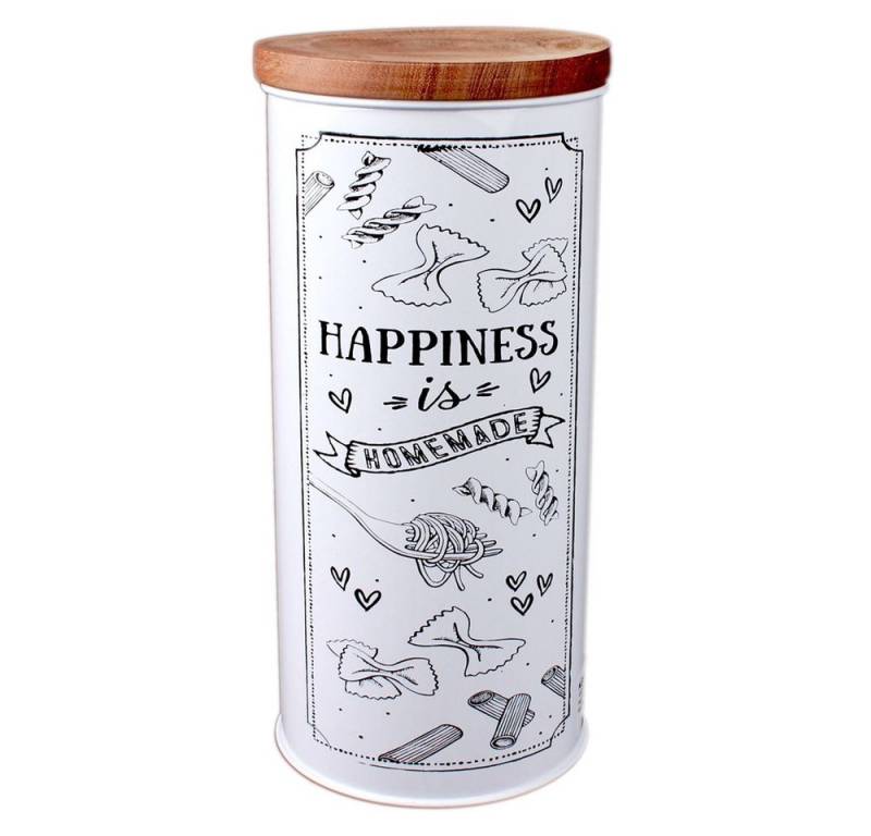 Sifcon Vorratsdose Pasta-Dose HAPPINESS IS HOMEMADE mit dicht schließendem Deckel, Metall von Sifcon