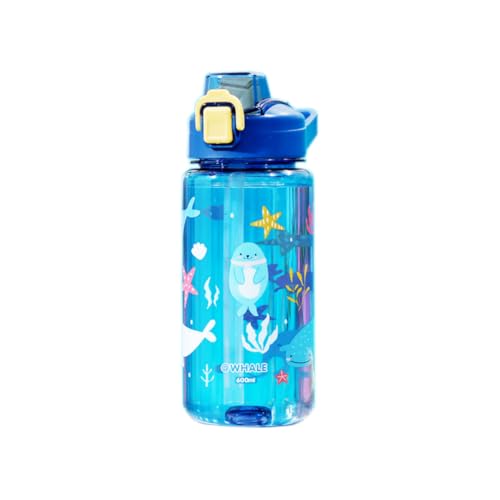 Sigdio Trinkflasche Kinder 600ml mit Strohhalm Auslaufsicher Kohlensäure geeignet Wasserflasche Kinder Sport Trinkflasche BPA-Frei für Schule, Kindergarten, Sport (Dunkel blau) von Sigdio