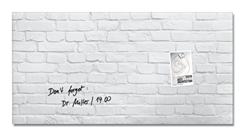 SIGEL GL144 Premium Glas-Whiteboard 91x46 cm Klinker weiß hochglänzend, TÜV geprüft, einfache Montage, Glas-Magnettafel Artverum von Sigel