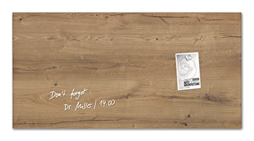 SIGEL GL258 Premium Glas-Magnettafel 91x46 cm Natural-Wood, Holzoptik hochglänzend, SGS geprüft, incl. 3 starke Magnete, Glas-Magnettafel Artverum von Sigel