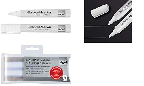 SIGEL Glasboard-Marker - Rundspitze, weiß, 2 Stück; Packungsinhalt: 2 Stück SIGEL Glasboard-Marker - Rundspitze, weiß, 2 Stück; Packungsinhalt: 2 Stück von Sigel