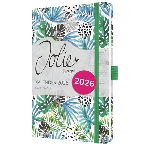 SIGEL J6355 Wochenkalender 2026 ca. A5, grün, hellblau, Hardcover, Gummiband, Stiftschlaufe, Einstecktasche, 174 Seiten, vegan, Buchkalender, Terminplaner Taschenkalender Jolie SIGEL J6355 Wochenkalender 2026 ca. A5, grün, hellblau, Hardcover, Gummiband, Stiftschlaufe, Einstecktasche, 174 Seiten, vegan, Buchkalender, Terminplaner Taschenkalender Jolie von Sigel