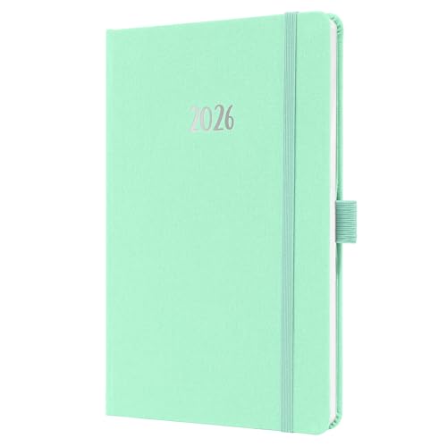 SIGEL J6409 Wochenkalender 2026 A5 mintgrün, Hardcover mit Textileinband, Gummiband, Stiftschlaufe, Einstecktasche, 174 Seiten, vegan, Buchkalender, Terminplaner Taschenkalender Jolie SIGEL J6409 Wochenkalender 2026 A5 mintgrün, Hardcover mit Textileinband, Gummiband, Stiftschlaufe, Einstecktasche, 174 Seiten, vegan, Buchkalender, Terminplaner Taschenkalender Jolie von Sigel