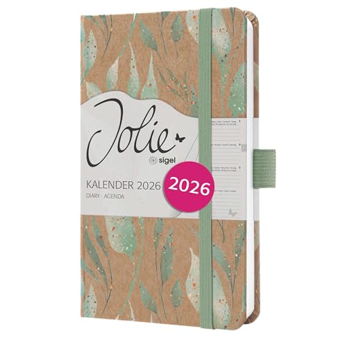 SIGEL J6802 Wochenkalender 2026 A6, mintgrün, gold, Hardcover aus Kraftpapier, Gummiband, Stiftschlaufe, 174 Seiten, vegan, Buchkalender, Terminplaner Taschenkalender Jolie SIGEL J6802 Wochenkalender 2026 A6, mintgrün, gold, Hardcover aus Kraftpapier, Gummiband, Stiftschlaufe, 174 Seiten, vegan, Buchkalender, Terminplaner Taschenkalender Jolie von Sigel