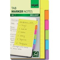 SIGEL TABS MARKER NOTES Haftnotizen Standard farbsortiert 42 Blatt von Sigel