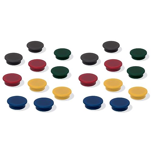 SIGEL MU197 Bunte Magnete für Whiteboard, Magnettafel, Kühlschrankmagnet, je 2X schwarz, rot, gelb, grün, blau, Ø 25 mm, 10 Stück (Packung mit 2) von Sigel