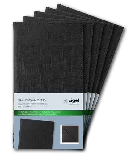 SIGEL RM100/5 Rechnungsmappe, schwarz, mit edler Leinenstruktur, 5er Pack, strapazierfähig und leicht abwischbar, 23 x 13 cm SIGEL RM100/5 Rechnungsmappe, schwarz, mit edler Leinenstruktur, 5er Pack, strapazierfähig und leicht abwischbar, 23 x 13 cm von Sigel