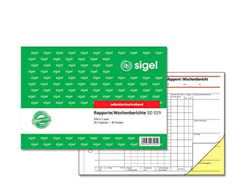 SIGEL SD029 Rapport / Wochenbericht A5 quer, 2x40 Blatt, selbstdurchschreibend, 1 Stück von Sigel