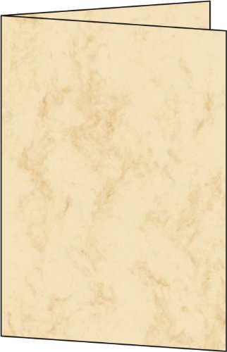 SIGEL DC504 Klappkarten Faltkarten blanko, marmoriert beige, A5, Edelkarton 185 g, 25 Stück von Sigel