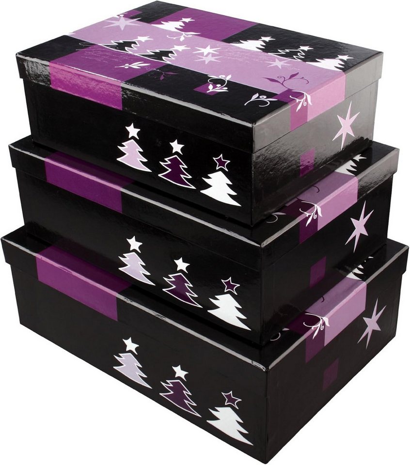 Sigel Geschenkbox Sigel GB505 Geschenkbox-Set klein Christmas Trees 3 Boxen 21x15x7,5 cm von Sigel