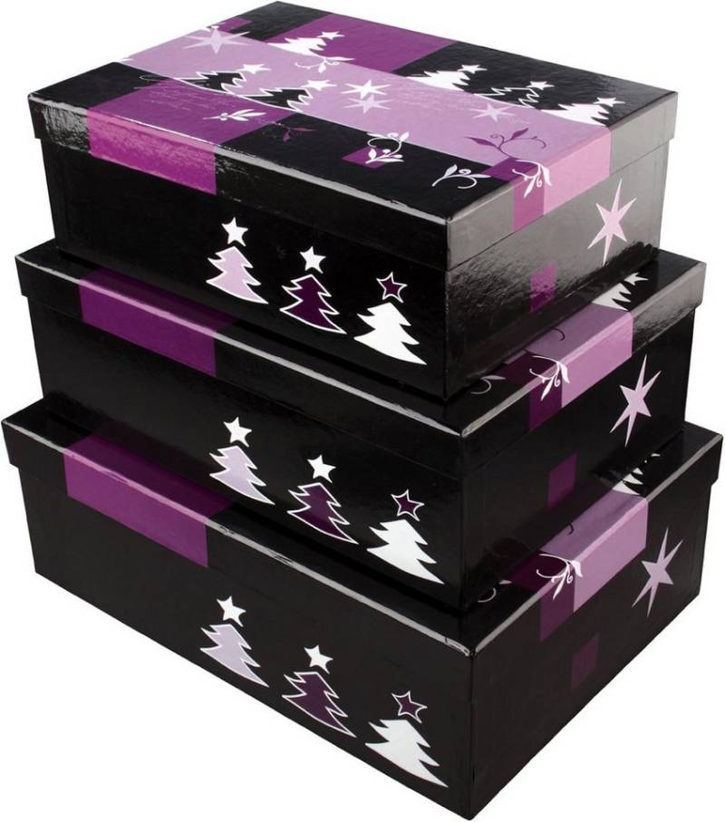 Sigel Geschenkbox Sigel GB505 Geschenkbox-Set klein Christmas Trees 3 Boxen 21x15x7,5 cm von Sigel