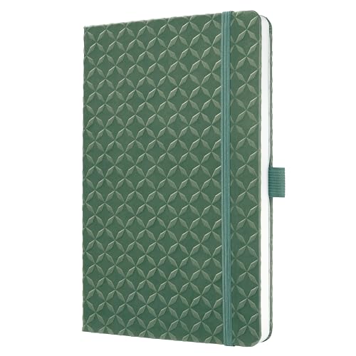 Sigel JN141 Notizbuch A5 liniert grün, Tagebuch Jolie, Hardcover, Gummiband, Stifteschlaufe, Einstecktasche, vegan, aus nachhaltigem Papier von Sigel