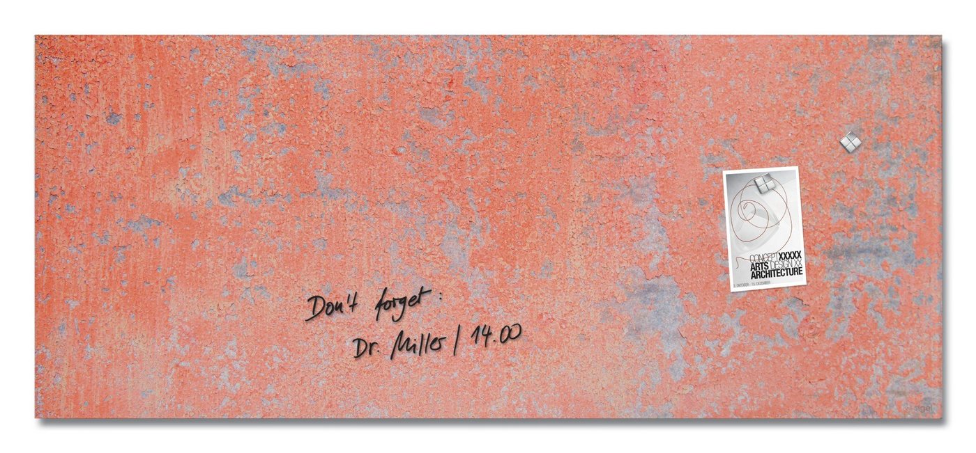Sigel Magnettafel, Glas-Magnettafel Artverum Red Wall - 130 x 55 cm - koralle von Sigel