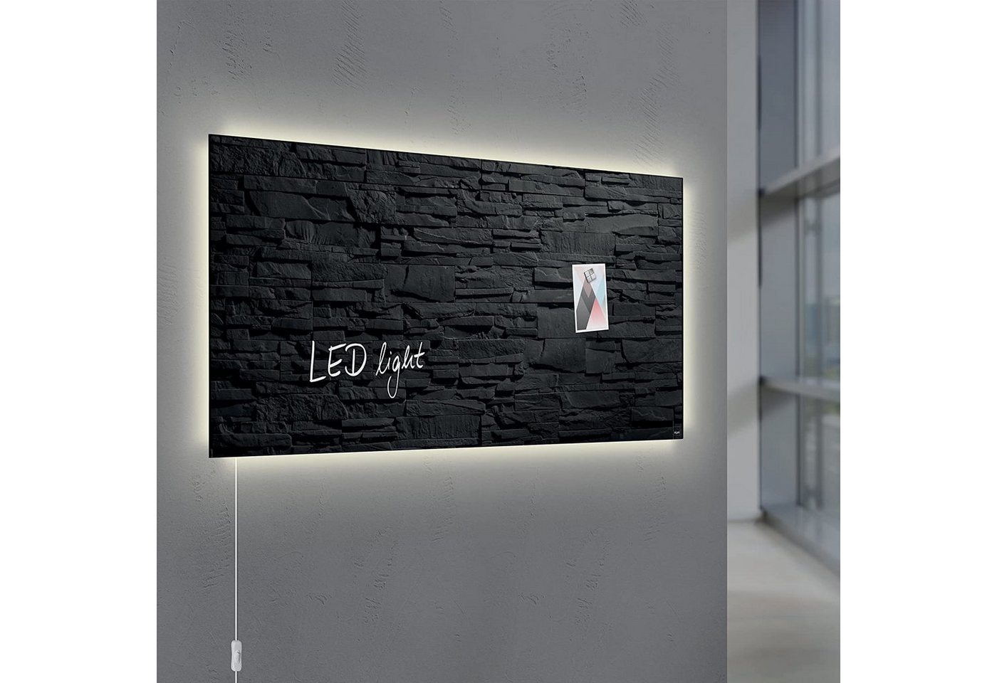 Sigel Magnettafel, Sigel Glas Magnetboard LED Beleuchtung Schiefer Stone Magnet Tafel von Sigel