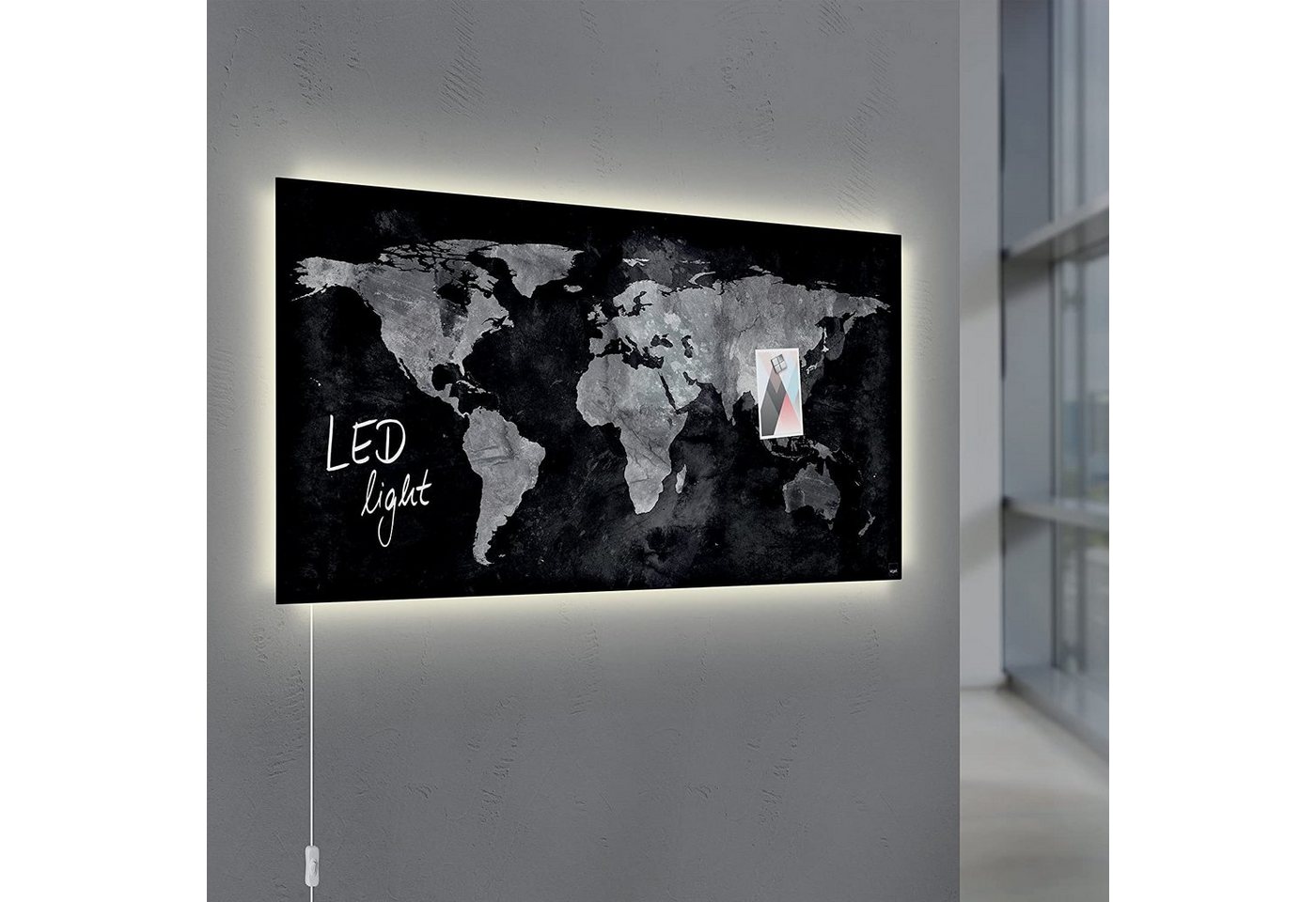 Sigel Magnettafel, Sigel Glas Magnetboard LED Beleuchtung Weltkarte Wand Magnet Tafel von Sigel