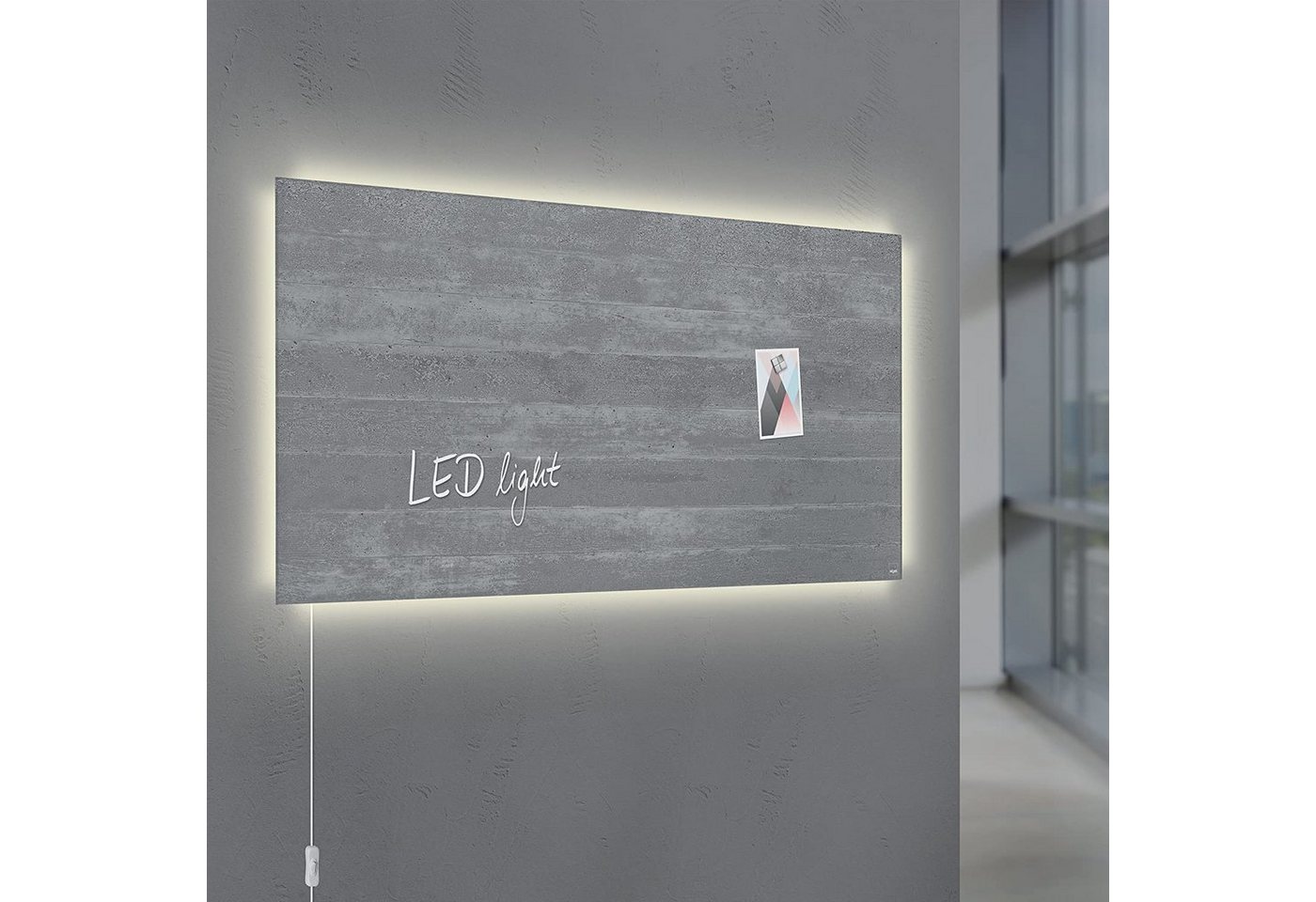 Sigel Magnettafel, Sigel Glas Magnetboard artverum® LED light 91x46 Sichtbeton von Sigel