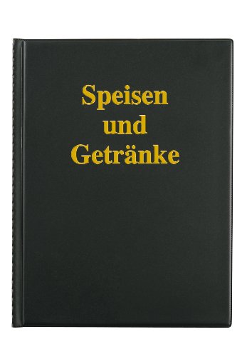 Sigel SM104 Speisekarten-Mappe für A4, mit 6 Sichthüllen für 12 Blatt, schwarz mit Goldprägung von Sigel