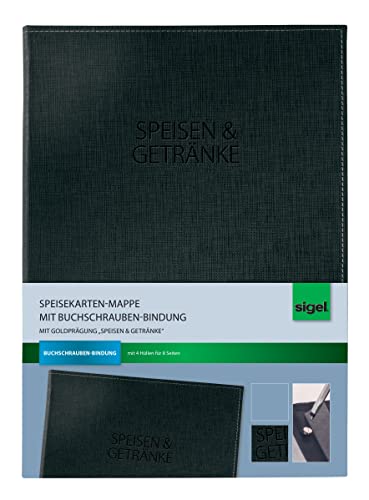 SIGEL SM131 Speisekarten-Mappe mit Buchschrauben-Bindung für A4, schwarz mit edler Leinenstruktur, strapazierfähig und leicht abwischbar SIGEL SM131 Speisekarten-Mappe mit Buchschrauben-Bindung für A4, schwarz mit edler Leinenstruktur, strapazierfähig und leicht abwischbar von Sigel