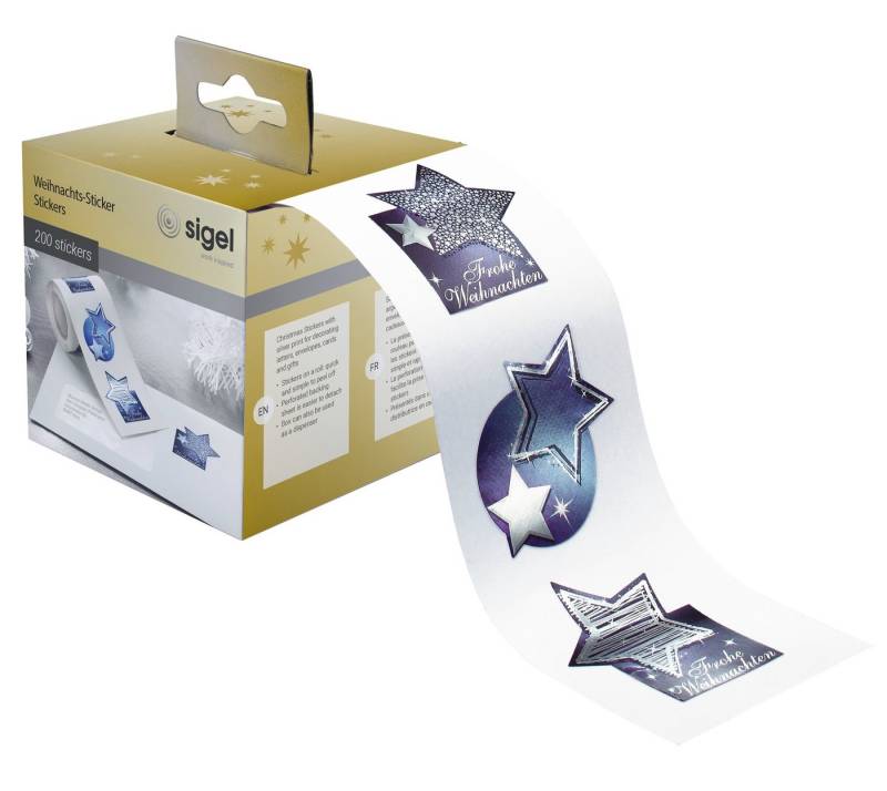 Sigel Sticker SIGEL CS115 Weihnachts-Sticker auf Rolle - 200 Sticker - 43 x35 mm - von Sigel