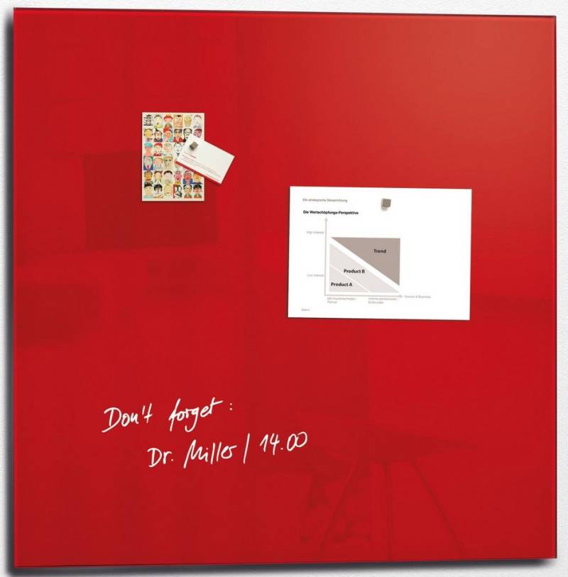 Sigel Wandtafel Glas-Magnetboard artverum 100x100cm rot von Sigel