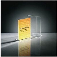 Tischaufsteller gerade 10,5 x 15 x 5,5 cm (b x h x t) din A6 beidseitig verwendbar Beschriftungsschild auswechselbar Acryl glasklar von Sigel