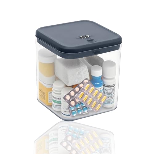 Abschließbare Box,Medikamenten Aufbewahrung,Transparent Medizinbox/Aufbewahrungsbox Mit Schloss,Phone Lock Box,Zeitschloss Box Für Küche/Home/School/Kühlschrank/Büro/Reisen((Graublau/14.1*14.1*16CM) Abschließbare Box,Medikamenten Aufbewahrung,Transparent Medizinbox/Aufbewahrungsbox Mit Schloss,Phone Lock Box,Zeitschloss Box Für Küche/Home/School/Kühlschrank/Büro/Reisen((Graublau/14.1*14.1*16CM) von Sightday