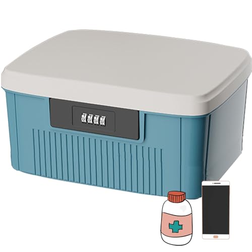 Sightday 16L Abschließbare Box,Medikamenten Aufbewahrung,Medizinbox/Aufbewahrungsbox Mit Schloss,Phone Lock Box,Zeitschloss Box Für Küche/Home/School/Büro/Personal/Reisen(Blau) von Sightday