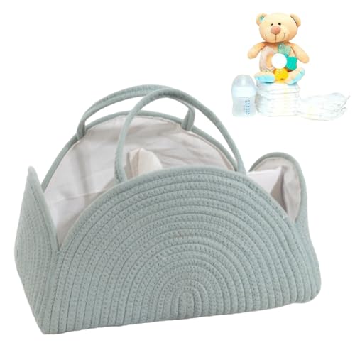 Wickeltasche Organizer,Wickeltisch Organizer,Tragbarer Diaper Caddy,Windelkorb Mit Fächern & Griffen,Windel Organizer Für Frauen und Männer,Hält Windeln,Tücher,Kleidung und Spielzeug(Hellgrün) von Sightday