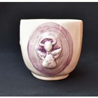 Weiße Ton Keramik Tasse Mit Weihnachtsengel, Teelichthalter 7x7cm von SigiCeramics