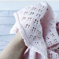 Rosa Baby Decke Aus Merino Wolle Heirloom Lace Knit Pointelle von SigiKnitStore