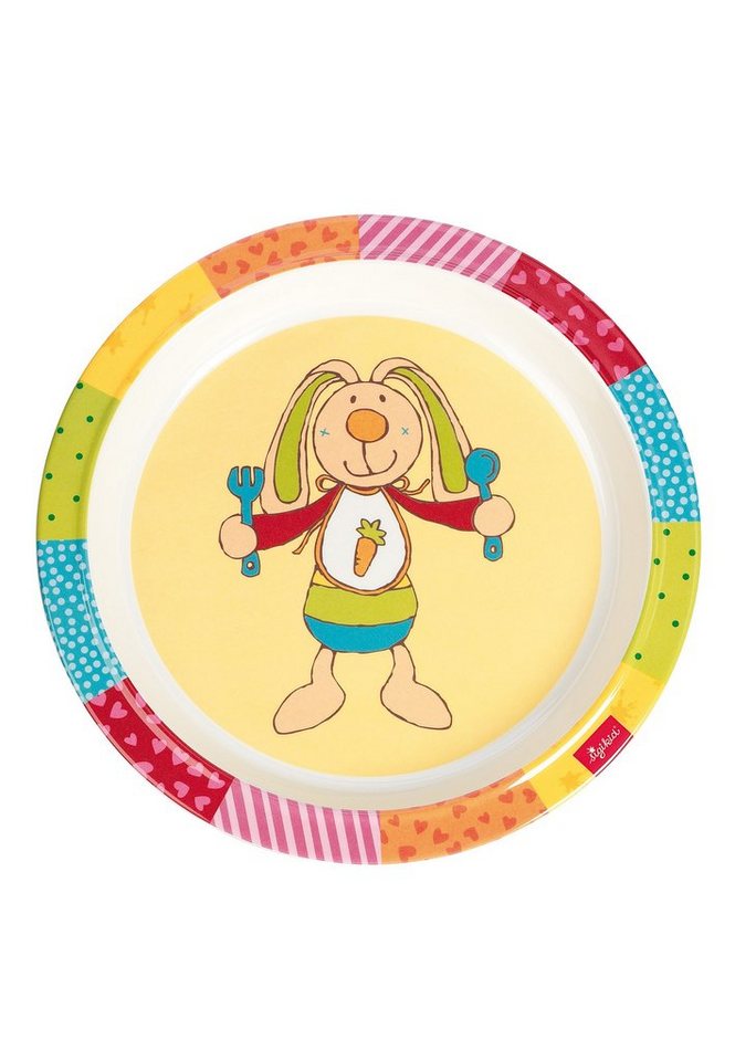 Sigikid Kindergeschirr-Set Kindergeschirr Teller Hase RainbowRabbit rPET (5-tlg), Material außen: 100% rPET, Material innen: Silikonring im Boden von Sigikid